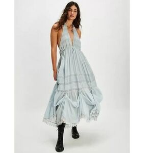 Free People Pale Blue Halter Midi Dress